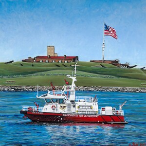 Baltimore City Fire Department &quot;The John R. Frazier&quot; Baltimore City Fire Boat Archival Print of Original Painting
