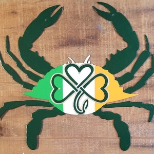 Hand Painted Irish Flag Celtic Knot Shamrock Maryland Crab Wall Hanging