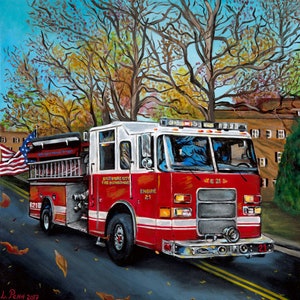 Baltimore City Fire Department  &quot;Engine 21&quot;  Archival Print of Original Painting