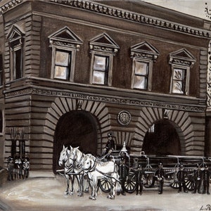 Baltimore City Fire Department &quot;Hampden Fire Station Circa 1903&quot; Archival Print of Original Painting