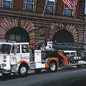 Baltimore City Fire Department &quot;Truck No. 9&quot; Quality Giclee Print of Original Painting