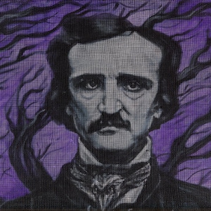 Edgar Allan Poe Archival Print of Original Painted Screen