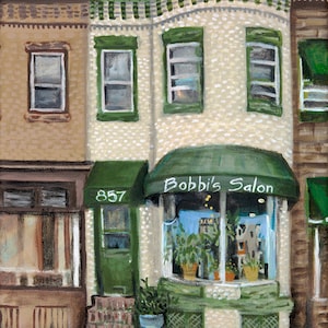 Quality Giclee Print of Original Painting &quot;Bobbi&#39;s Salon&quot; Hampden, Maryland