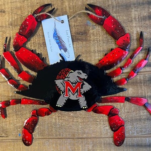 Maryland Terrapins Hand Painted  Metal Crab Wall Hanging