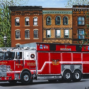 Hochwertiger Giclee Druck von Originalgemälde &quot;Rescue 1&quot; Baltimore City Fire Department