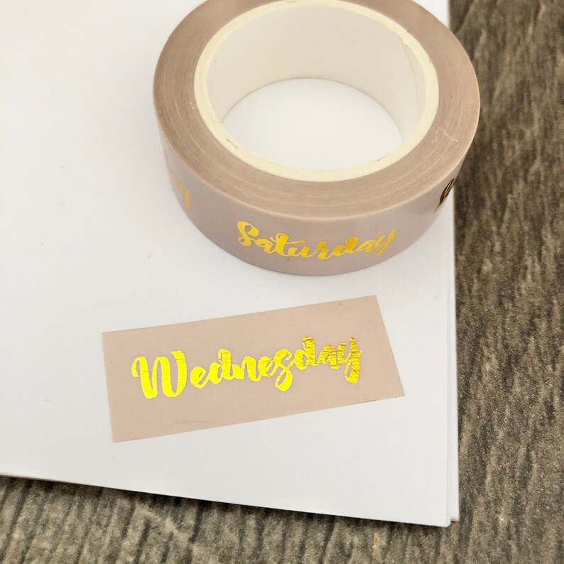 10 metres Washi tape metallic gold days of the week