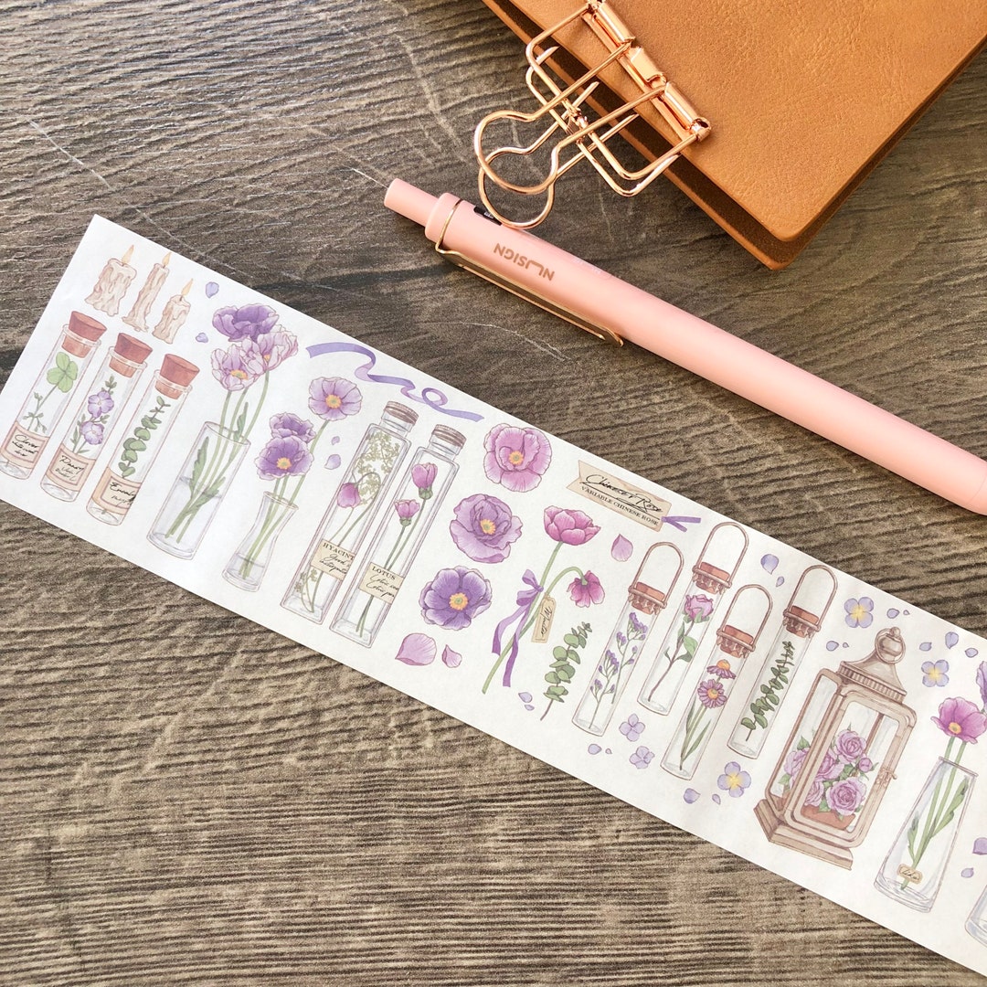Lilac Purple Floral Washi Stickers: Spring Journal Scrapbook Stickers ...