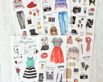 Cosy Fashion Clothes Clothing Woman Female 6 Sheets Stickers Journal  Journaling Scrapbook Travellers Notebook - Etsy Israel
