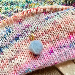 Set of 4 fluffy pastel pompom progress keepers / crochet / knitting stitch marker / progress keeper image 5