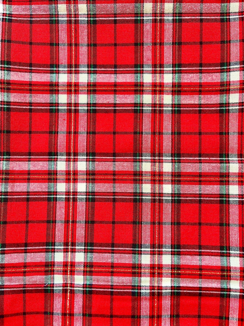 100% cotton fabric metallic gold red tartan Scottish Christmas fabric fat quarter or metre image 2