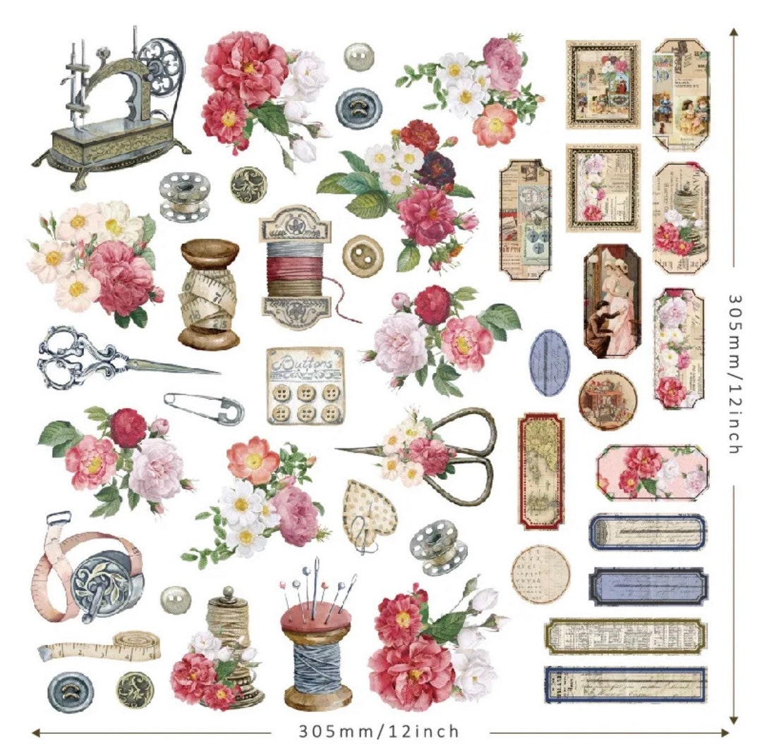 Vintage Pretty Sewing Haberdashery Themed Stickers Journal - Etsy