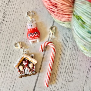 Candy cane Christmas / crochet / knitting stitch marker / progress keeper image 4