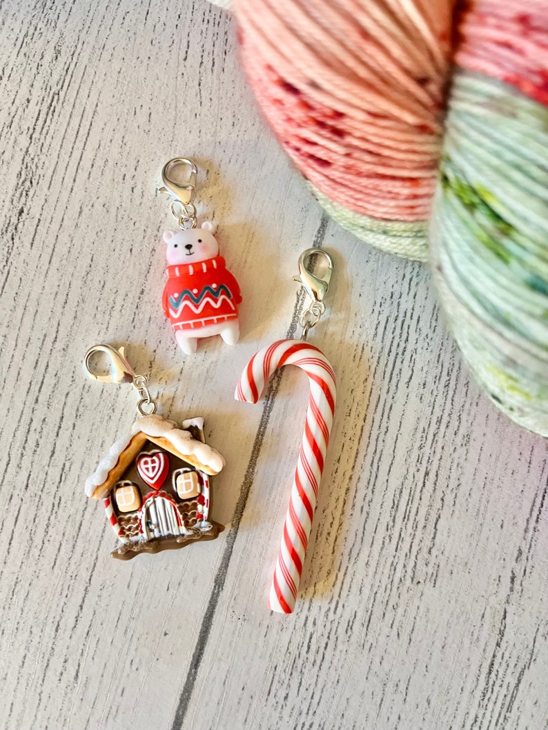 Candy cane Christmas / crochet / knitting stitch marker / progress keeper image 4
