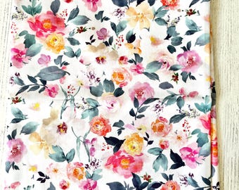 100% cotton fabric floral flowers - fat quarter or metre epp hexies  - extra wide