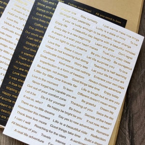 Quote stickers journaling travellers notebook scrapbook metallic gold text journal image 3