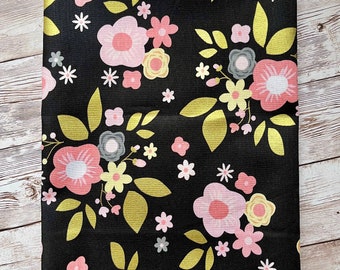 100% cotton fabric Riley Blake A Little Bit of Sparkle metallic gold floral black sewing patchwork epp- fat quarter or metre