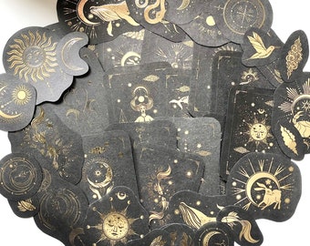 Journal stickers celestial tarot astrology gold metallic washi stickers journal journaling scrapbook travellers notebook