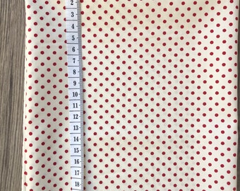 100% cotton poplin fabric off-white red dot fabric sewing patchwork epp- fat quarter or metre