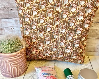 Autumnal pumpkin quilted zip case bag / storage / journaling / notions pouch
