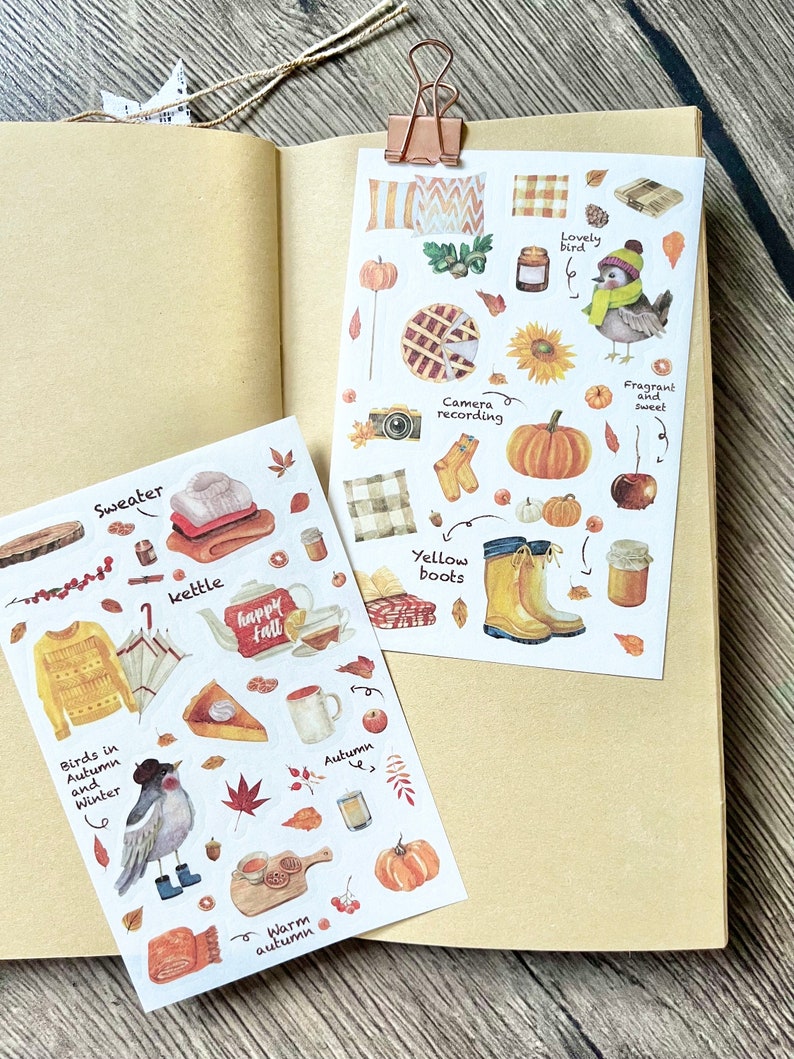 Cosy scandi autumn hygge stickers journal journaling scrapbook travellers notebook image 2