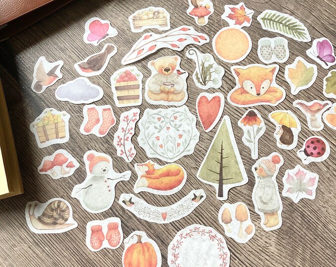 Autumn Winter Journal Stickers Cute Hygge Cosy Wildlife Winter Stickers ...
