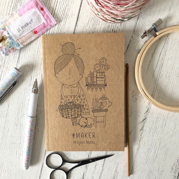 A6 Project notebook with grid pages /  project notes / knitting / crochet / #maker / crochet / sewing / embroidery / craft
