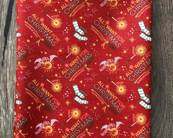 100% cotton fabric Harry Potter Christmas nimbus 2000 sewing patchwork epp- fat quarter or metre