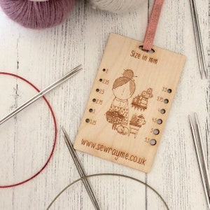 Knitting needle gauge / sewrayme / circular needles / dpns / needle measurer / sock knitting image 2