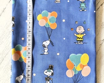 100% cotton fabric blue snoopy and friends sewing patchwork epp- fat quarter or metre