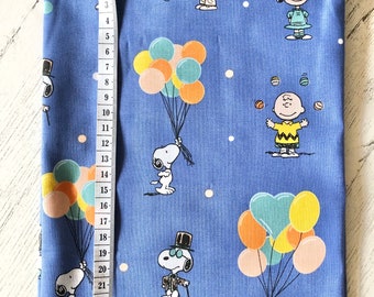 Tissu 100% coton bleu snoopy et amis couture patchwork epp- gros quart ou mètre