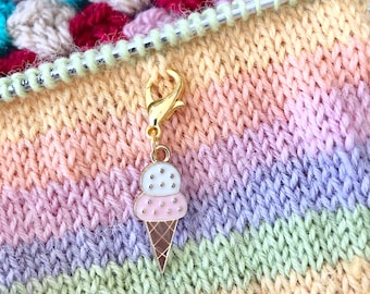 Ice cream cone stitch marker/progress keeper / travellers notebook charm