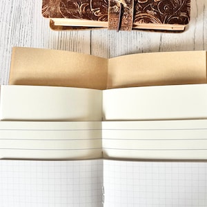 Travelers Notebook (Passgröße) Einlage blanko, kariert, liniert, Kraftseiten Journalbuch