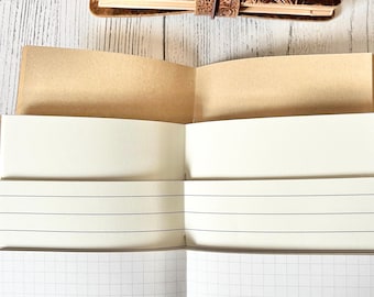 Travellers notebook (passport size) insert refill blank, grid, lined, kraft pages journal book