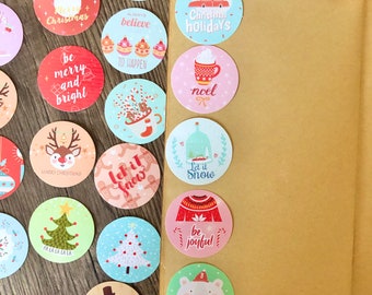 Christmas winter journal round stickers pack journaling scrapbook travellers notebook