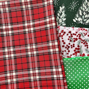 100% cotton fabric metallic gold red tartan Scottish Christmas fabric fat quarter or metre image 6