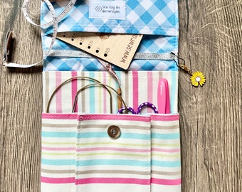 Bright stripe storage pouch knitting/crochet/sewing/planner/journaling