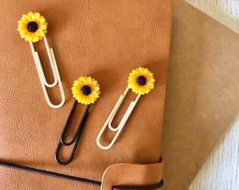 planner journal sunflower paper clip - set of 2