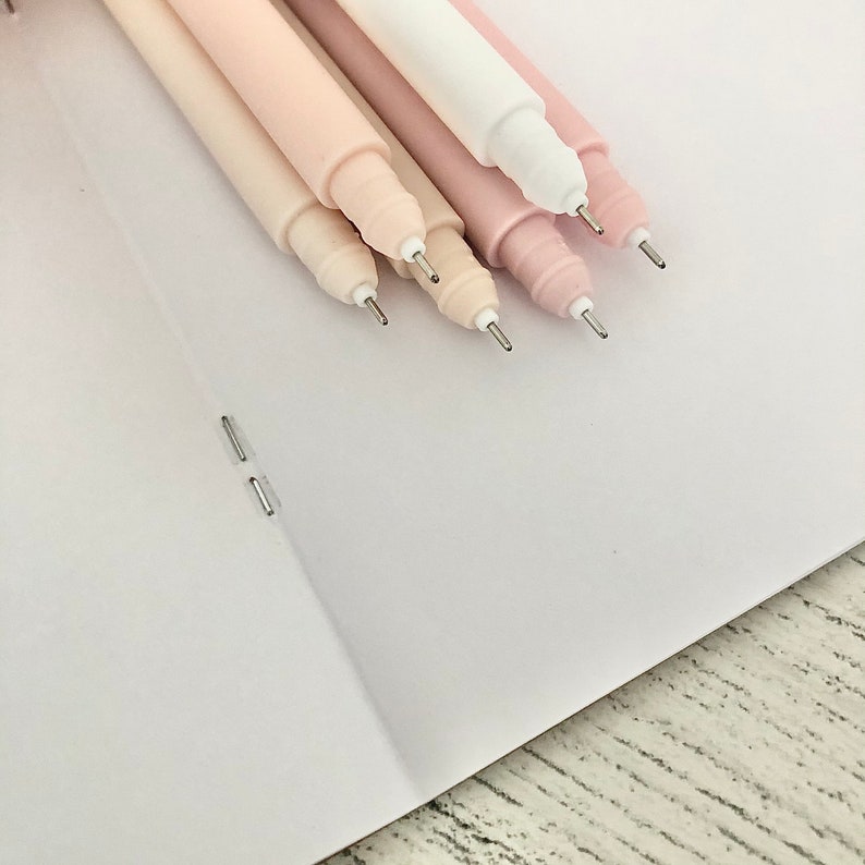 Pack of 6 black fine-liners journaling handwriting school work pens pink, blue or purple set image 2