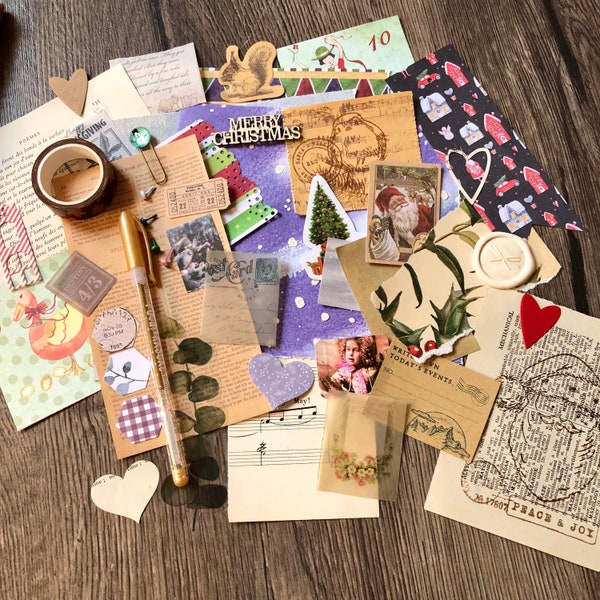 WEIHNACHTEN / WINTER Lucky Dip Ephemera Pack / Journaling Scrapbooking Reisende Notizbuch Bastelpapier