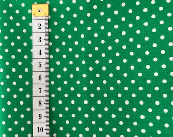 100% cotton poplin fabric green with white dot sewing patchwork epp hexies- fat quarter or metre