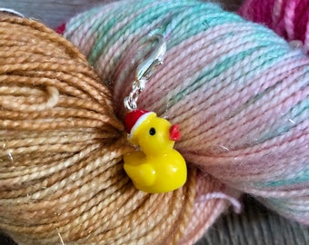 Christmas Santa hat rubber duck / crochet / knitting stitch marker /  progress keeper