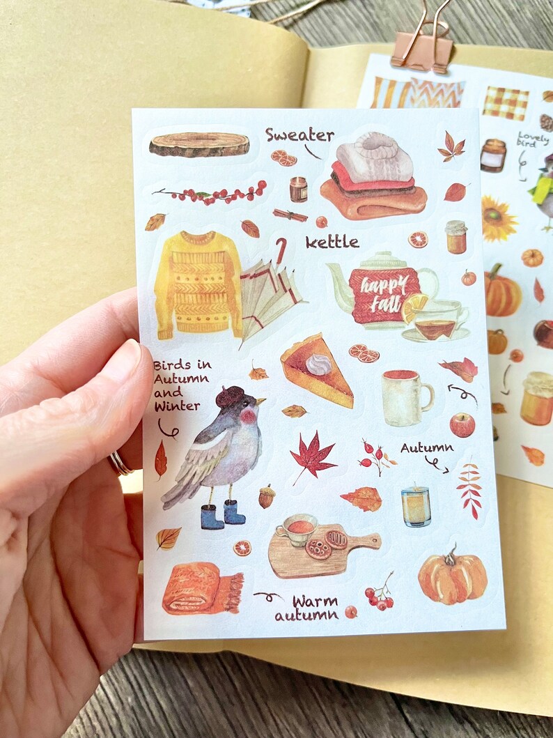 Cosy scandi autumn hygge stickers journal journaling scrapbook travellers notebook image 3