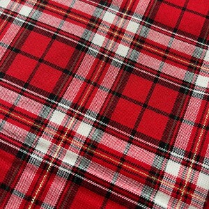 100% cotton fabric metallic gold red tartan Scottish Christmas fabric fat quarter or metre image 3