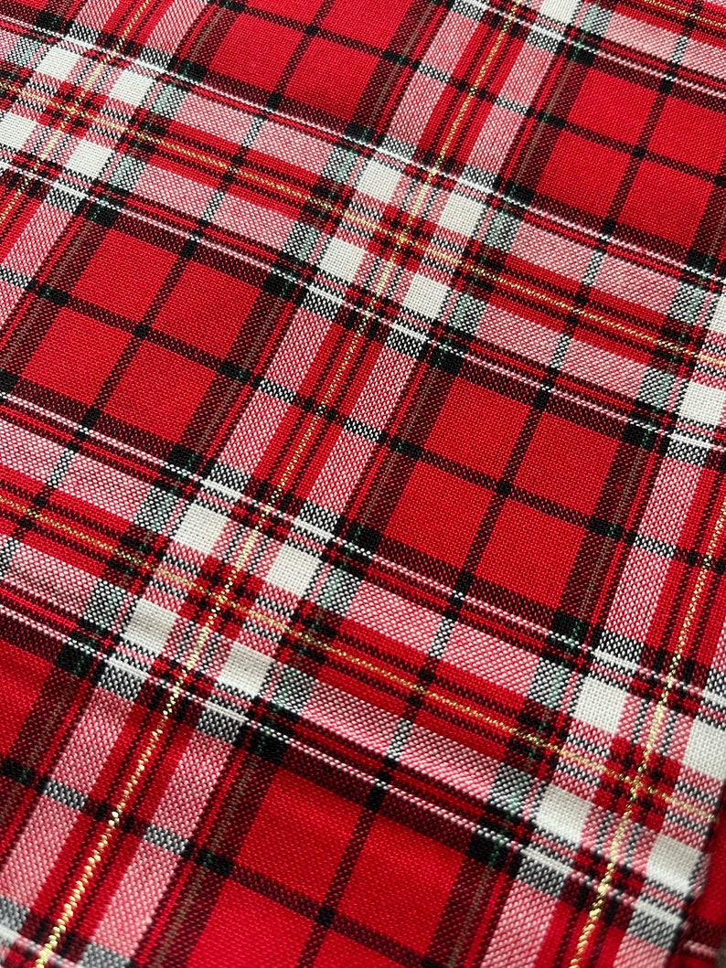 100% cotton fabric metallic gold red tartan Scottish Christmas fabric fat quarter or metre image 3