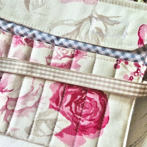 Crochet hook storage roll neutral rose image 7