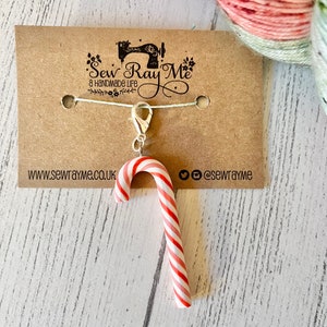 Candy cane Christmas / crochet / knitting stitch marker / progress keeper image 1