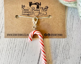 Candy cane Christmas / crochet / knitting stitch marker /  progress keeper