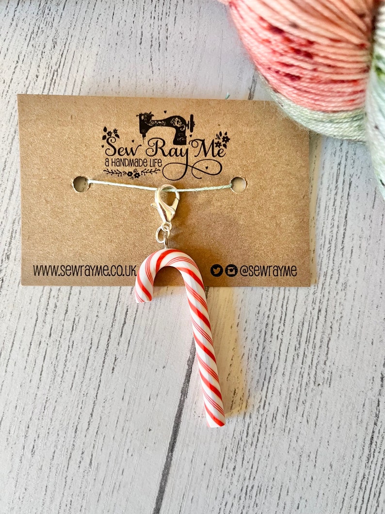 Candy cane Christmas / crochet / knitting stitch marker / progress keeper image 1