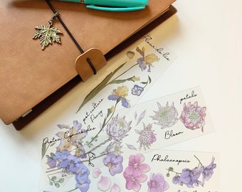 Clear floral sticker sheets x 6 journaling scrapbook travellers notebook