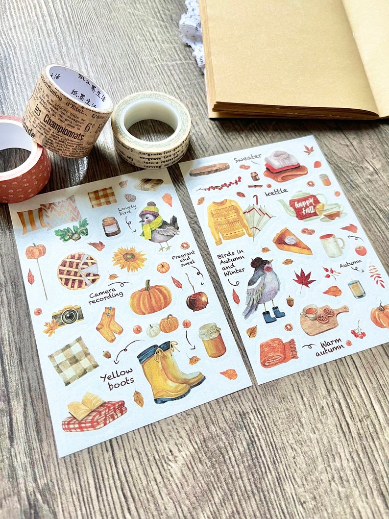 Cosy scandi autumn hygge stickers journal journaling scrapbook travellers notebook image 1